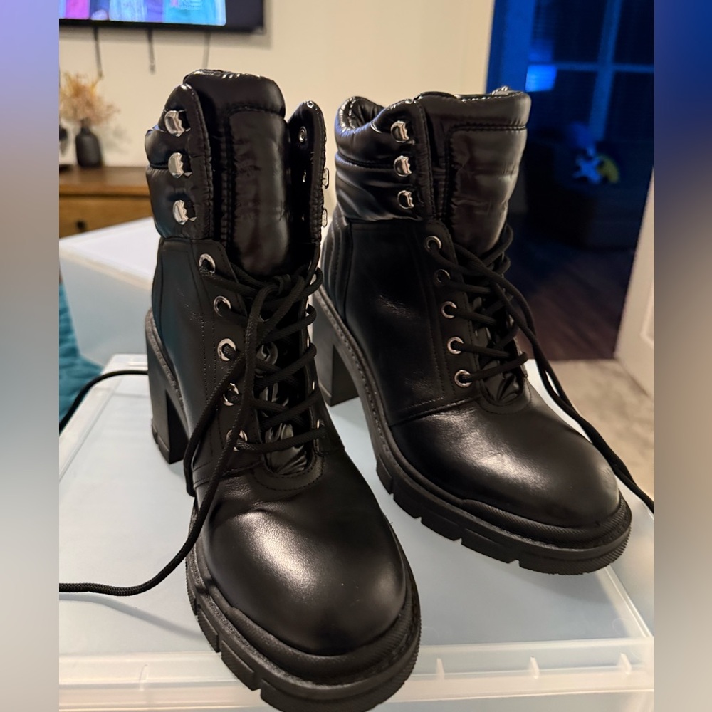 Marc Fisher Black Lace-Up Boots